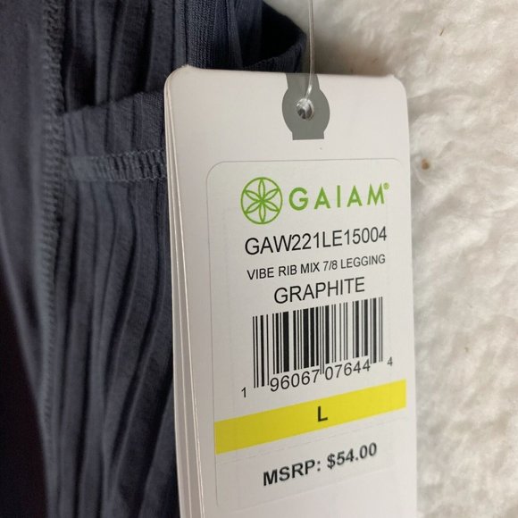 Gaiam Graphite Vibe Rib Mix 7/8‎ Leggings Women's Large Blue High-Rise Yoga 6943 - Picture 4 of 9